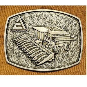 Vintage Allis Chalmers N6 Gleaner Combine Farming Belt Buckle Pewter Toned